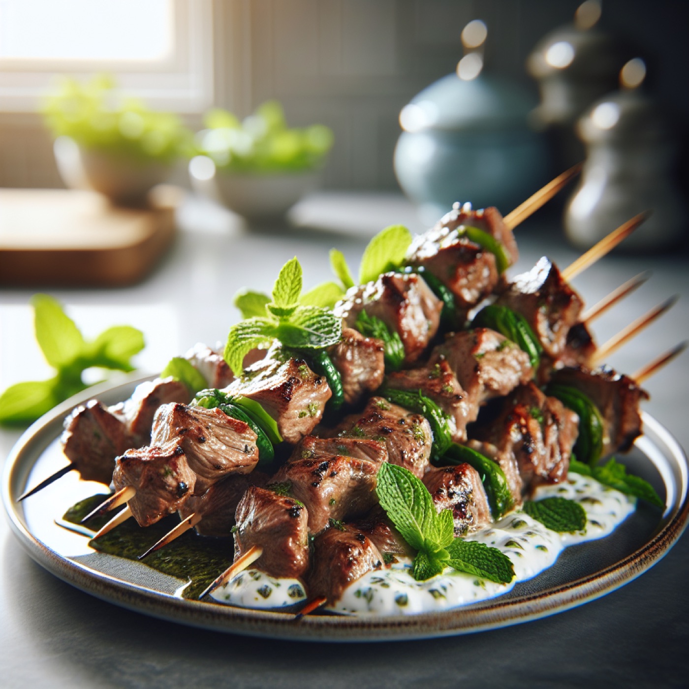 Afghan Grilled Lamb Kebabs with Mint Yogurt Sauce