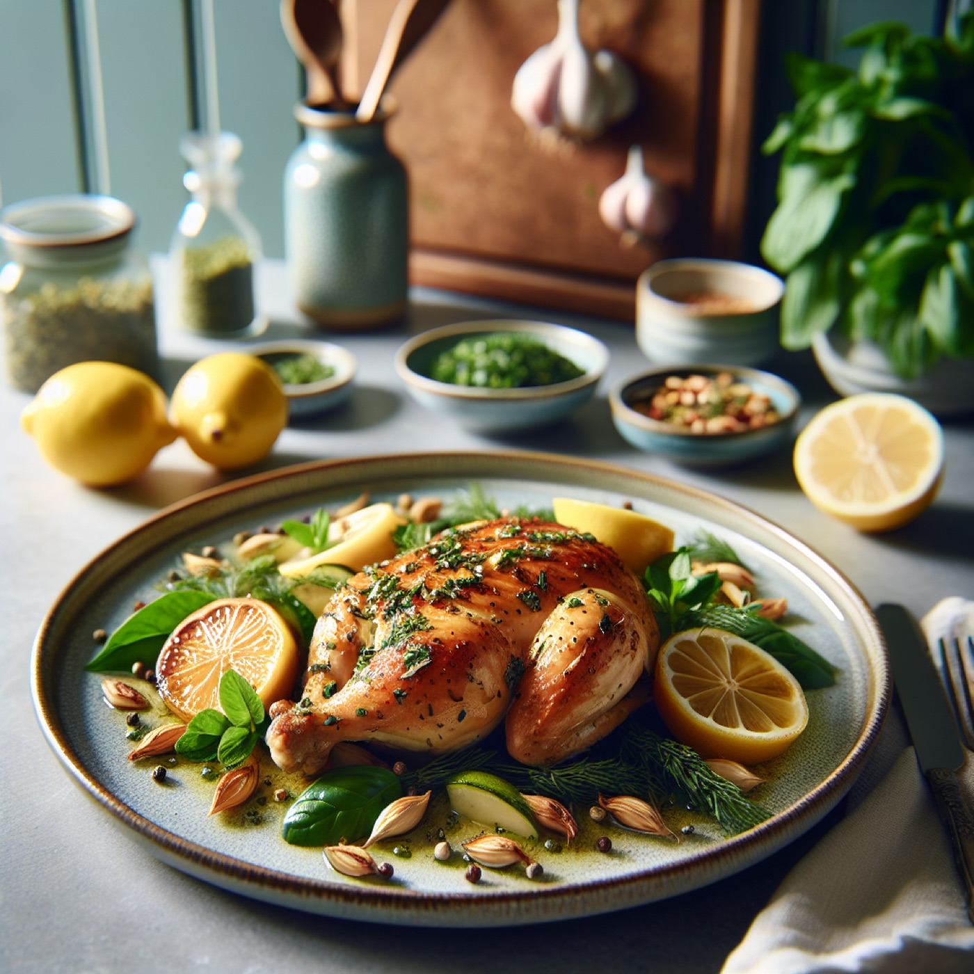 Turkish Lemon and Herb Roast Chicken Thighs