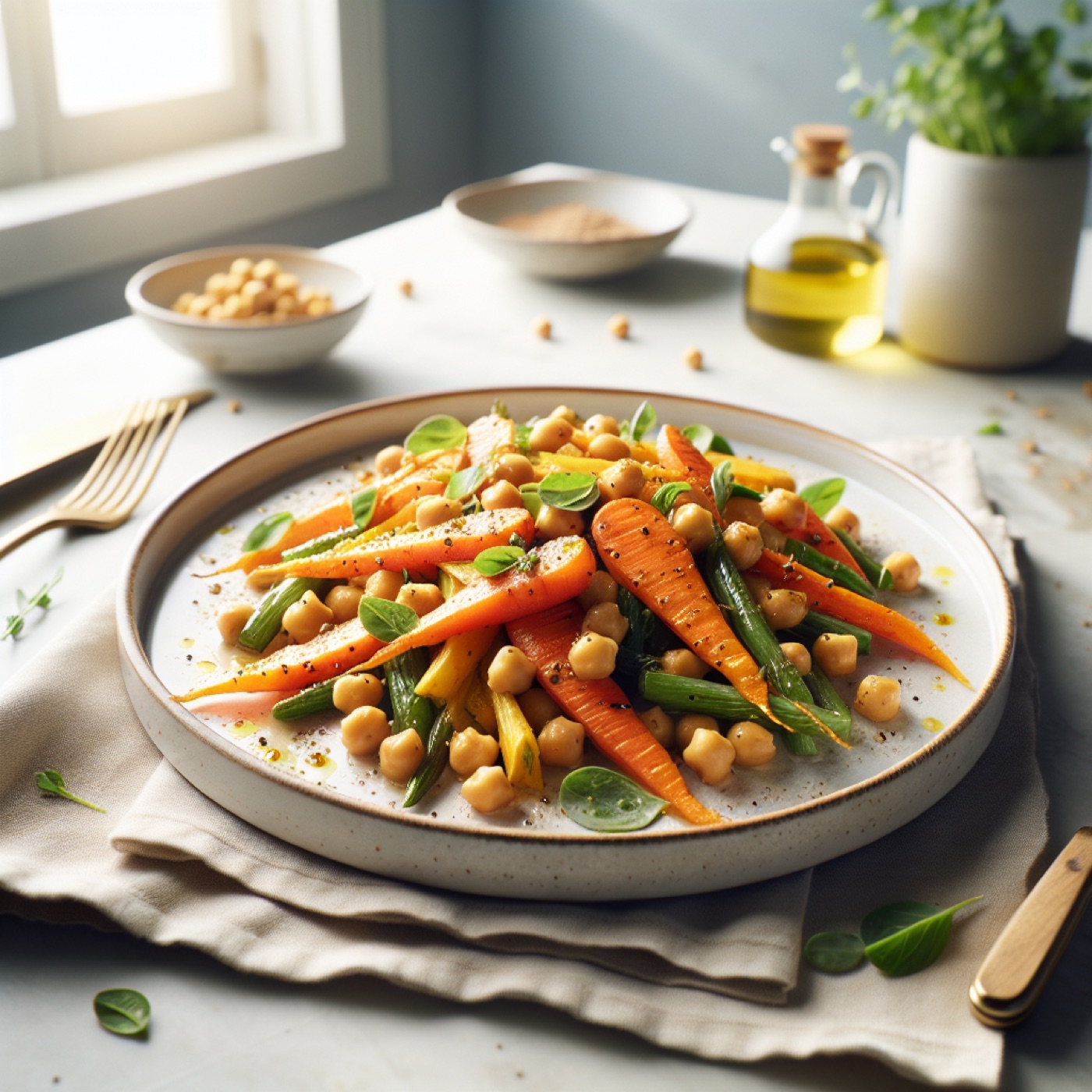 Moroccan Roasted Carrot and Chickpea Salad with Ras el Hanout