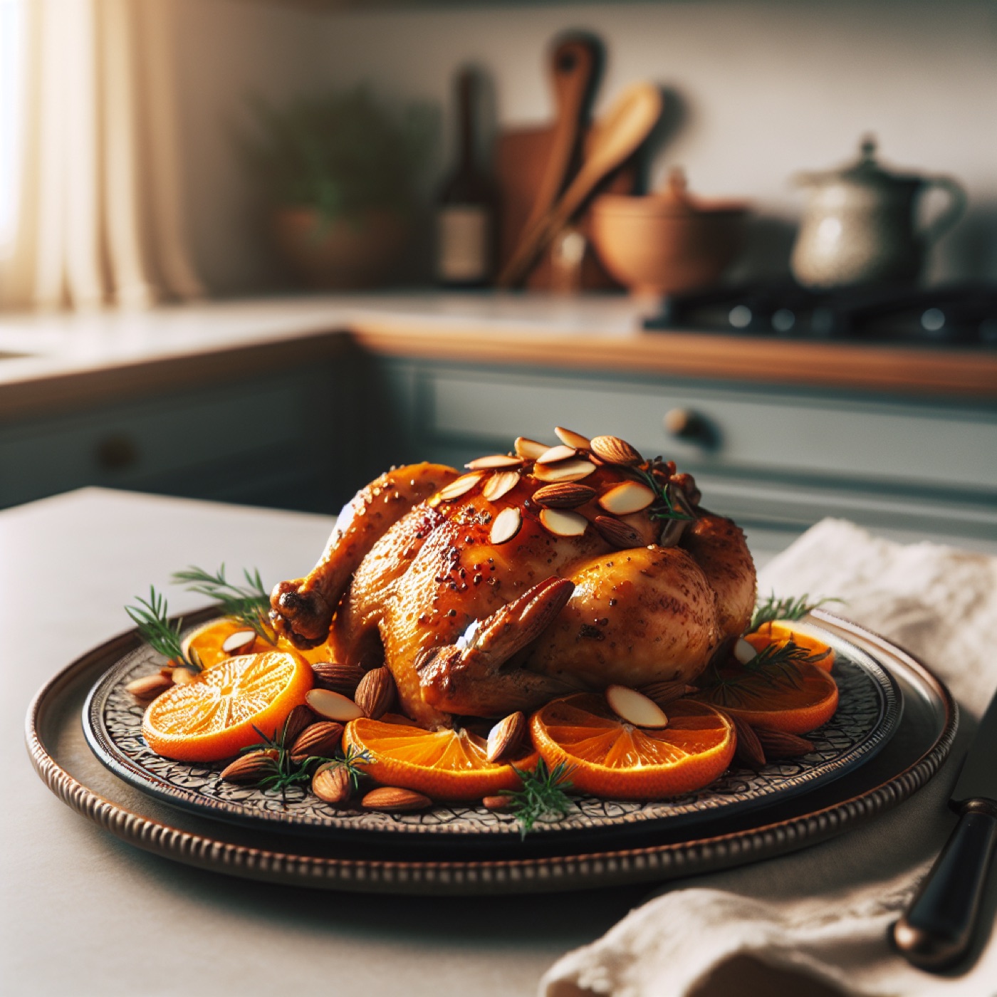 Moroccan Orange and Almond Roast Chicken Thighs